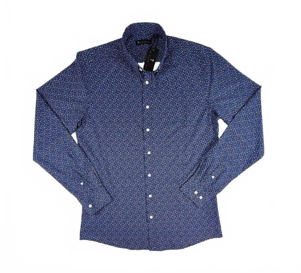American Tall Men's Long Sleeve Button-Up Shirt with Geometric Pattern LT